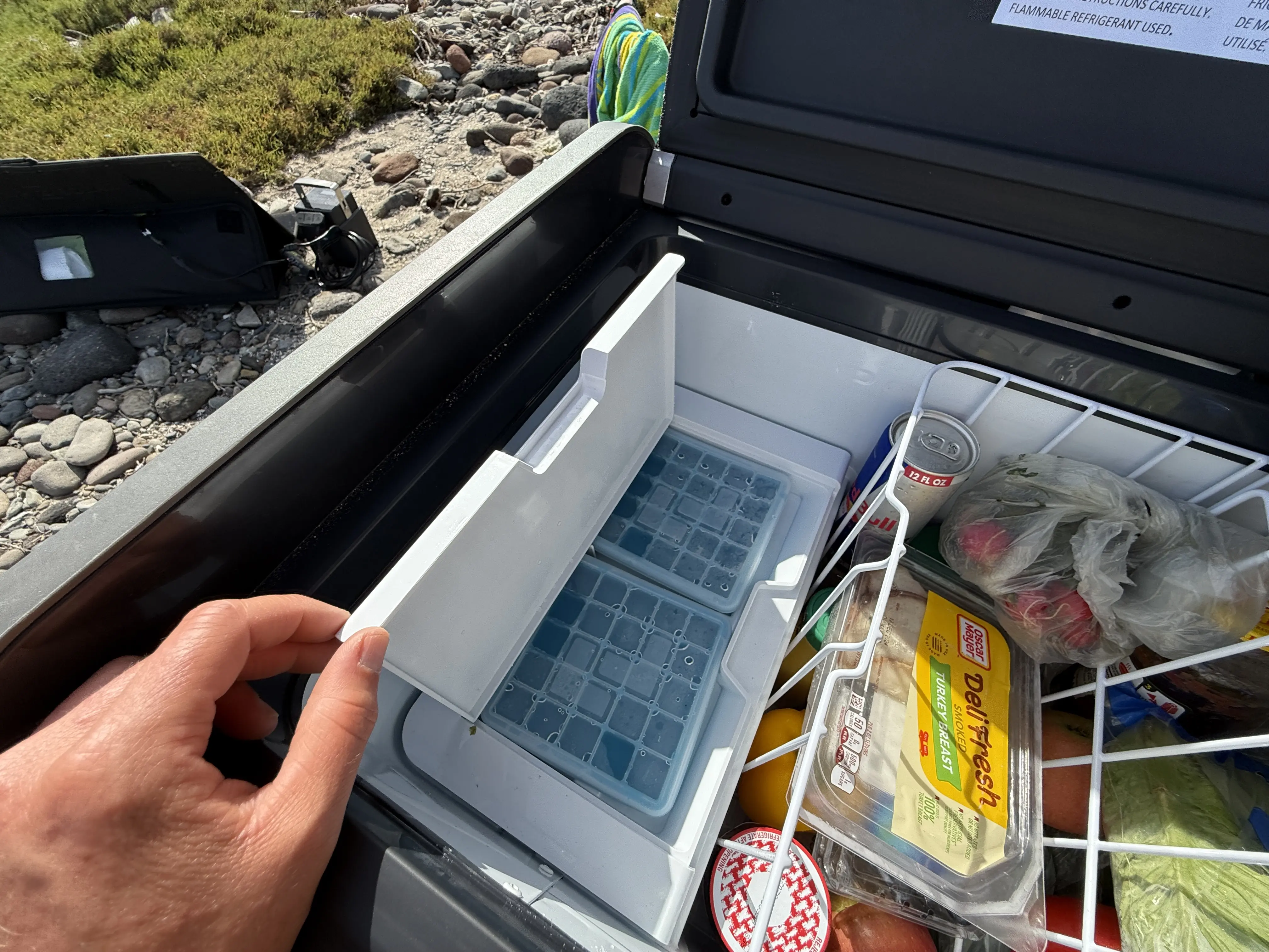 two ice trays inside ice box in the CFX55 