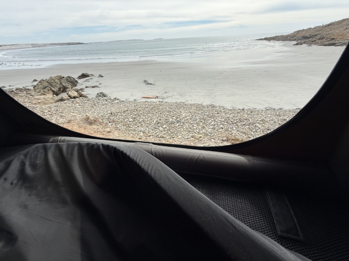 The included 1.3-inch thick mattress in the Dometic TRT 140 Air Inflatable Rooftop Tent