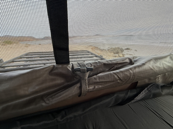 rolled up and secured solid wall  inside the Dometic TRT 140 Air