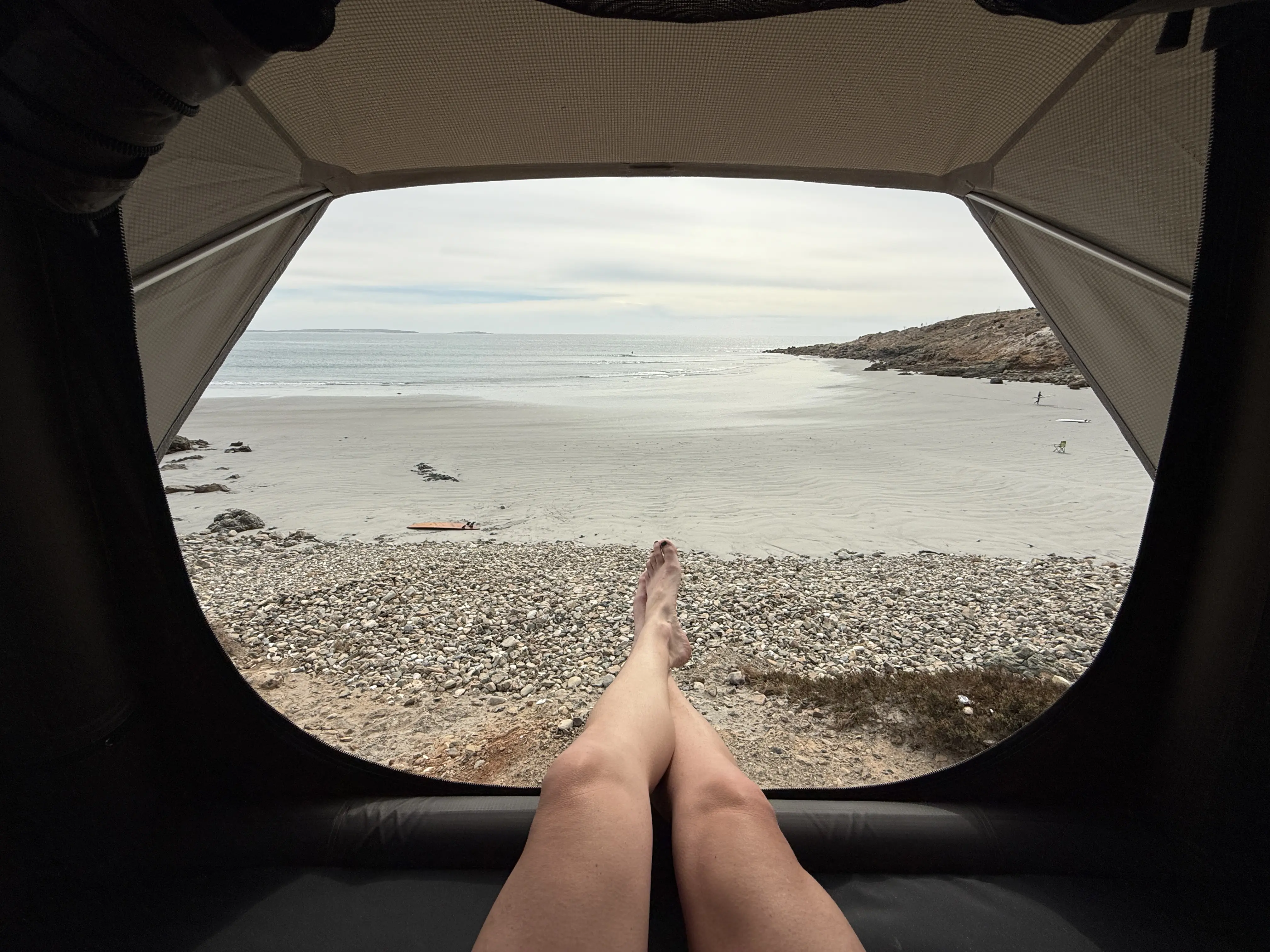 The large door of the Dometic TRT 140 Air Inflatable Rooftop Tent