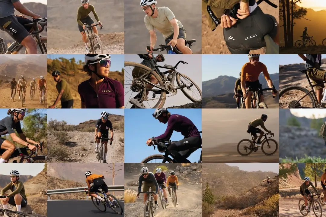 Stock collage image of cyclists wearing the new ARC apparel from Le Col