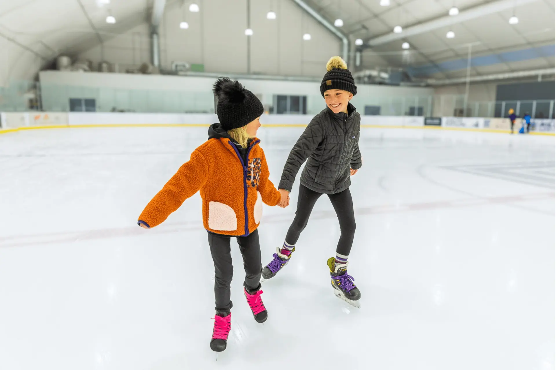 Ice skating at the rink in Mammoth Lakes