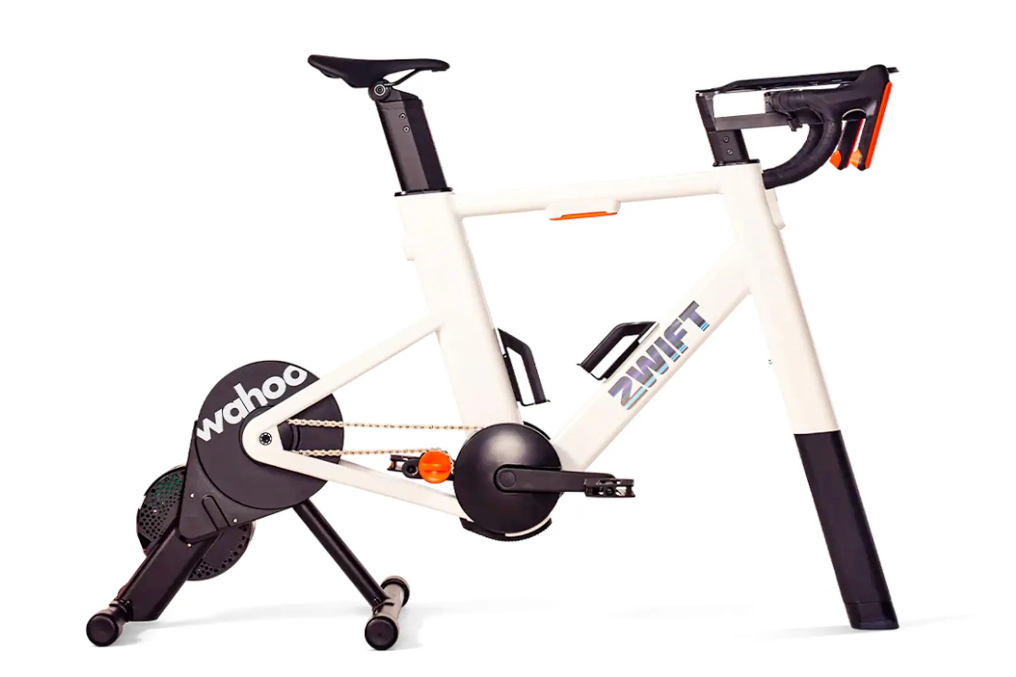 ZWIFT Ride indoor trainer with a Wahoo KICKR Core studio image