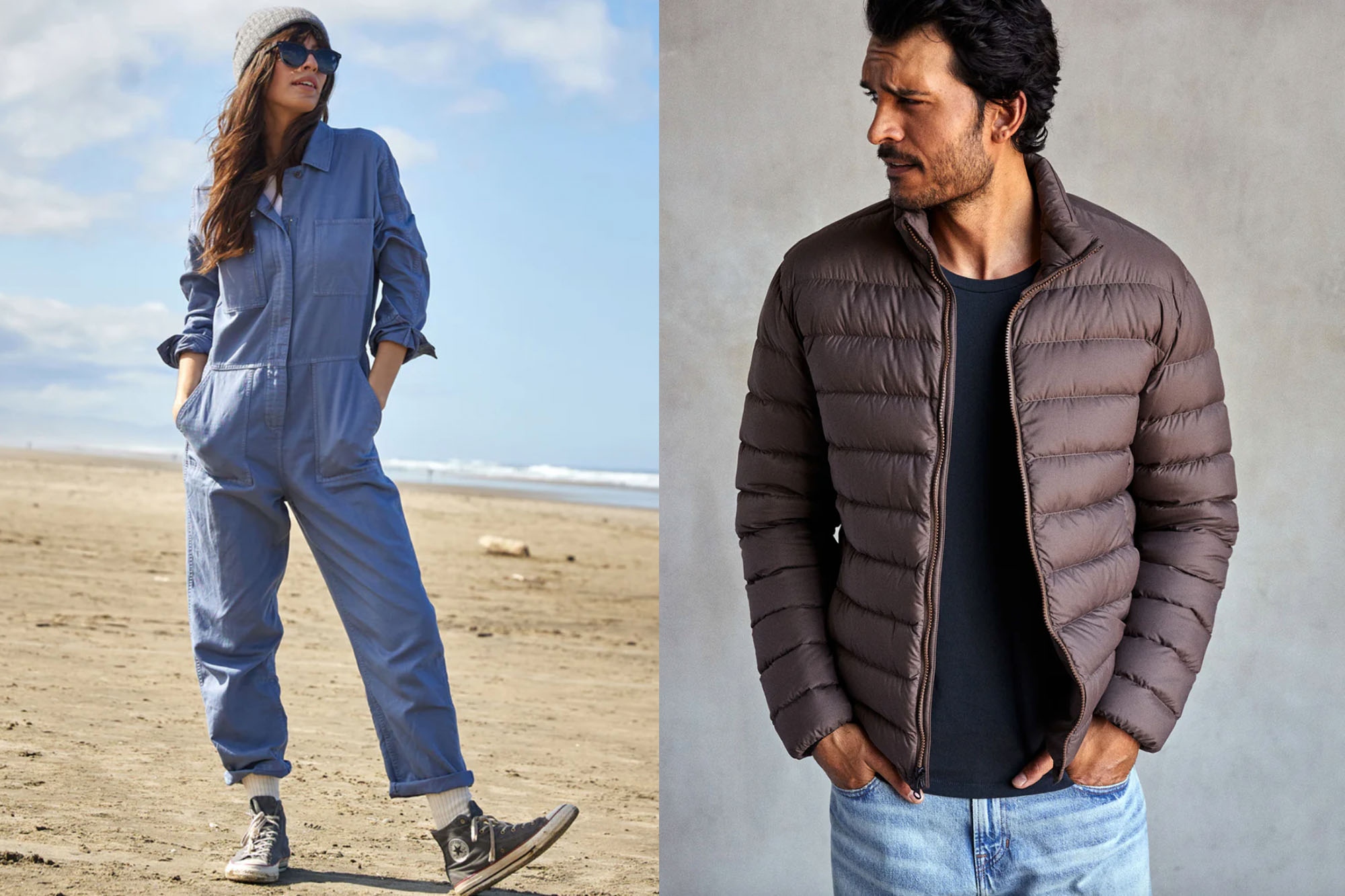 outerknown puffer, jumpsuit