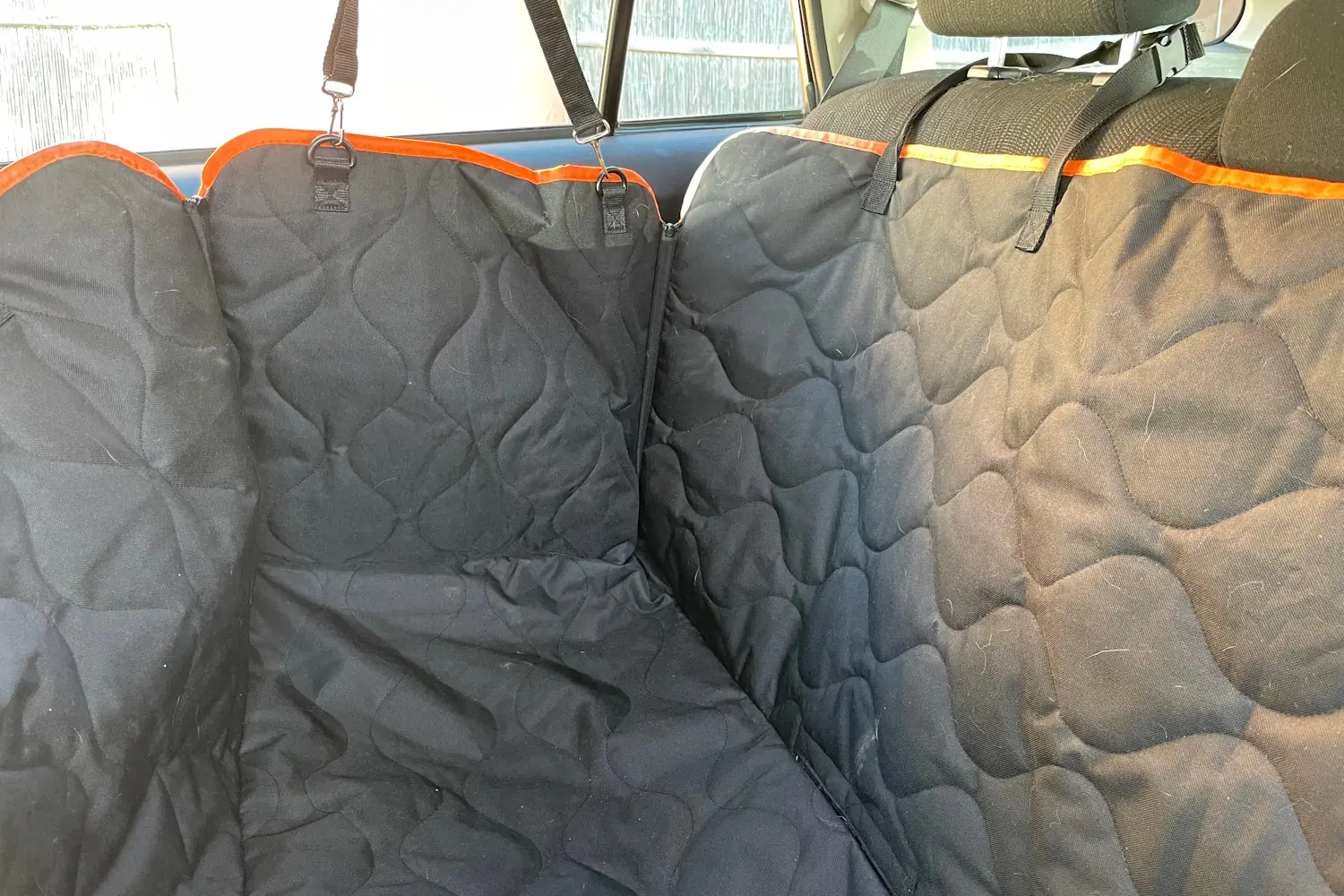Shodu dog car seat cover with zip-up side flaps forming a box-like enclosure