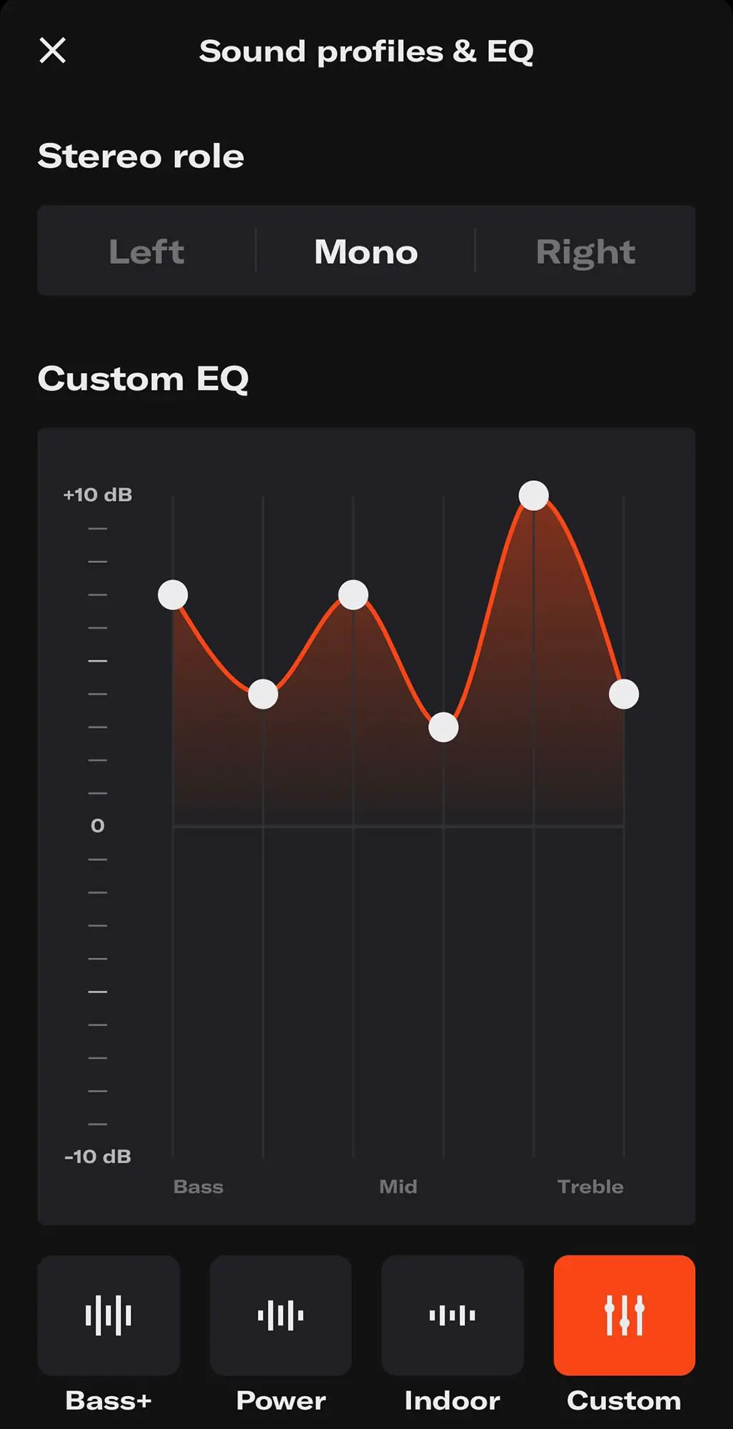 screenshot of soundboks go app equalizer