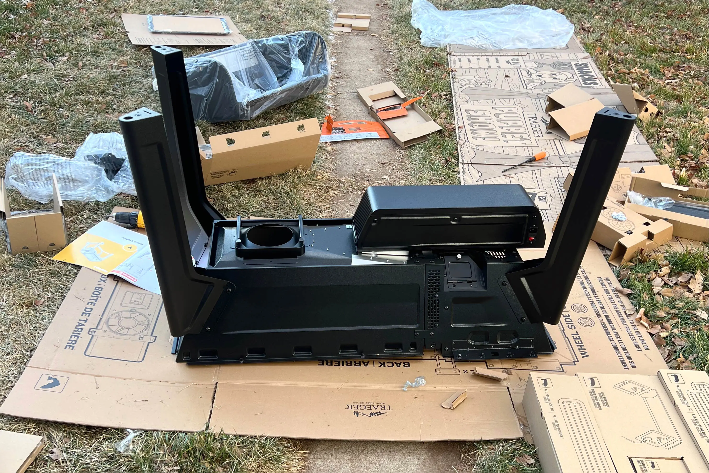 Assembling a Traeger Woodridge pellet grill