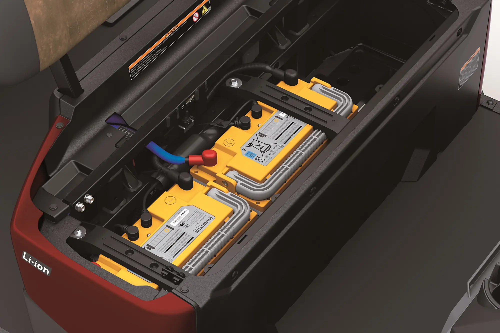 Battery compartment on the 2025 Kawasaki NAV 4e