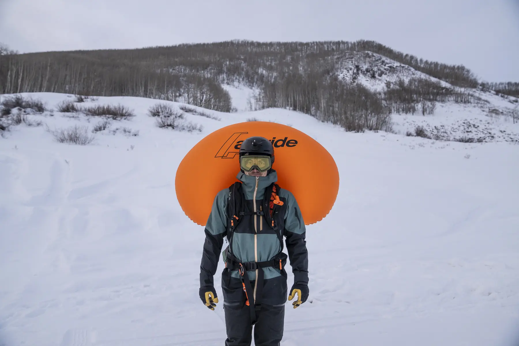 Deployed bca float e2 airbag viewed from the front