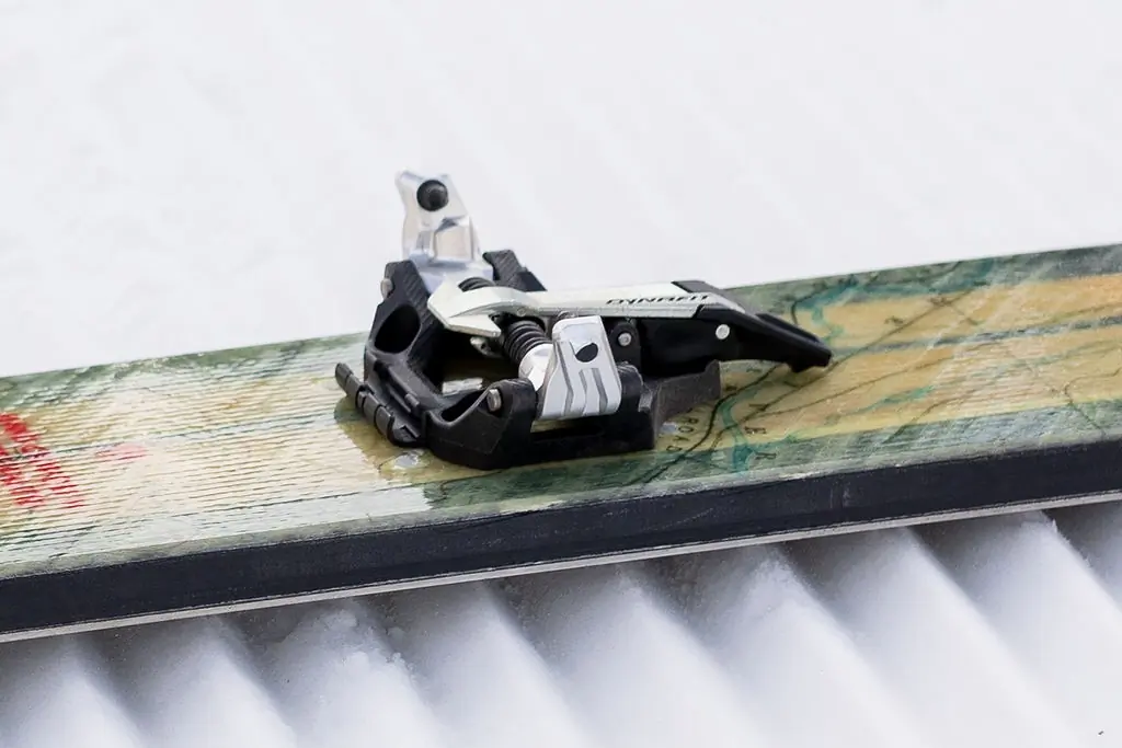 Dynafit Seven Summits ski binding mounted on a ski