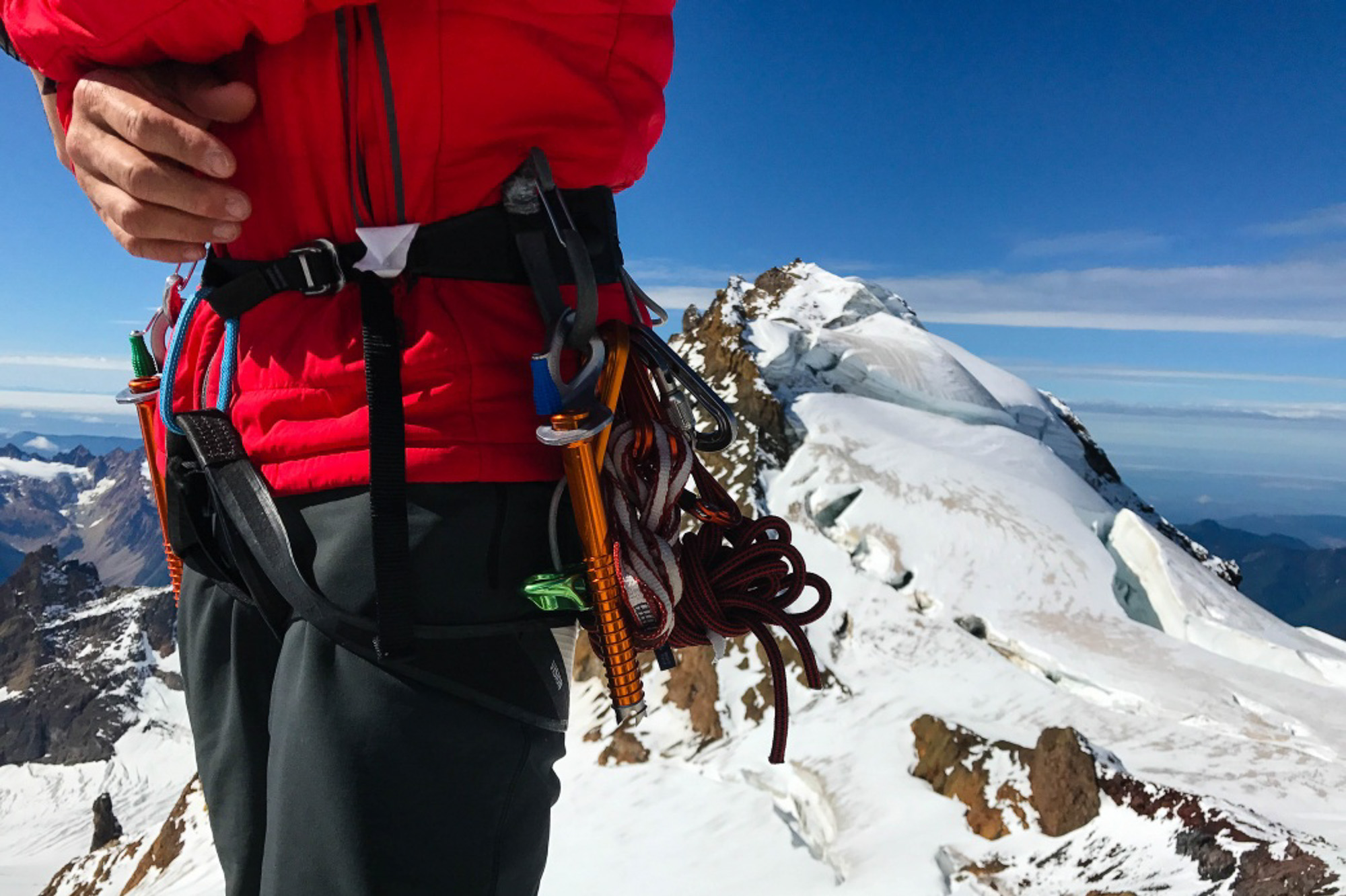 Black Diamond Vision harness on a climber in the alpine