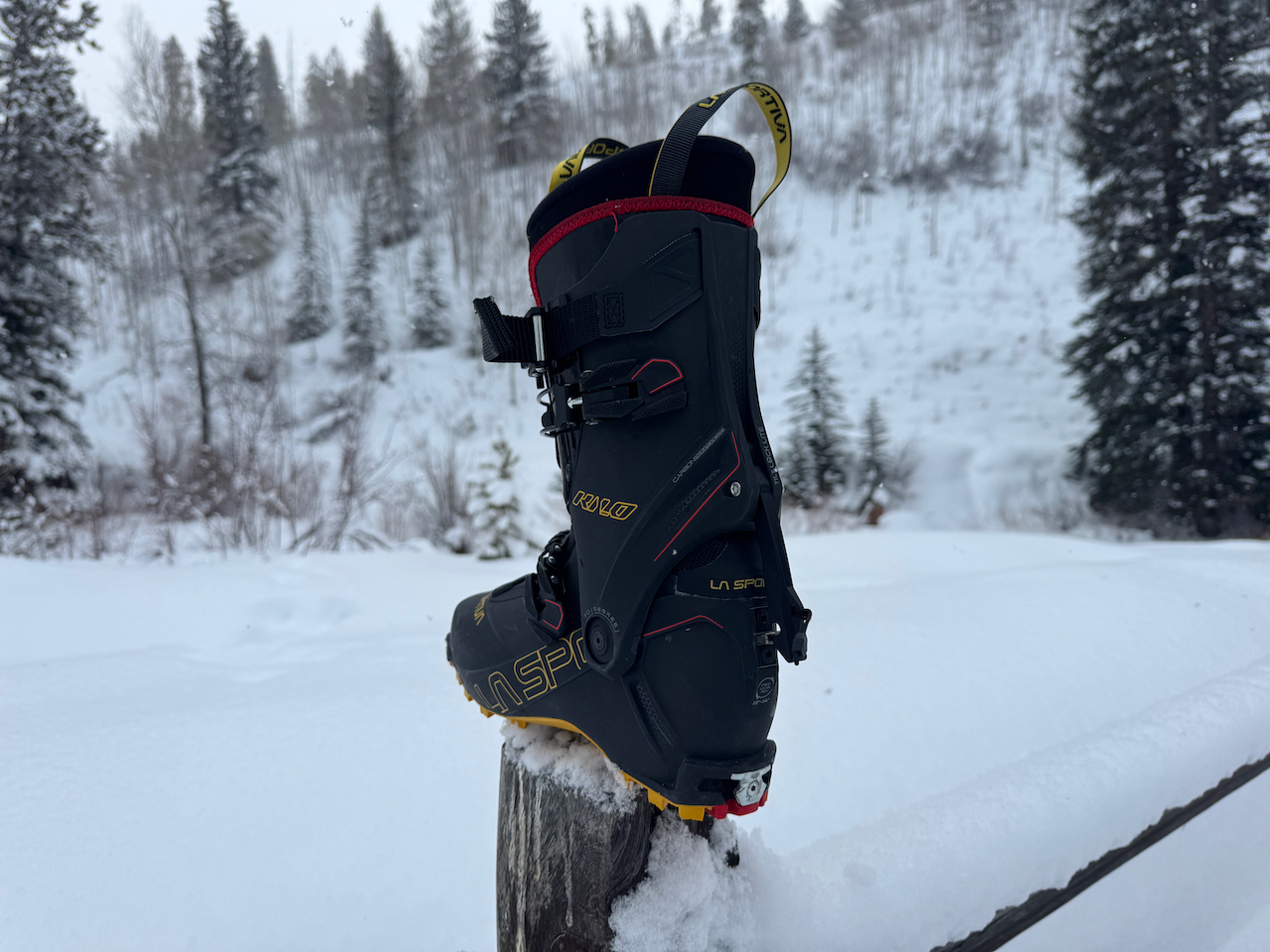 Rear view of the La Sportiva Kilo boot showing its streamlined design