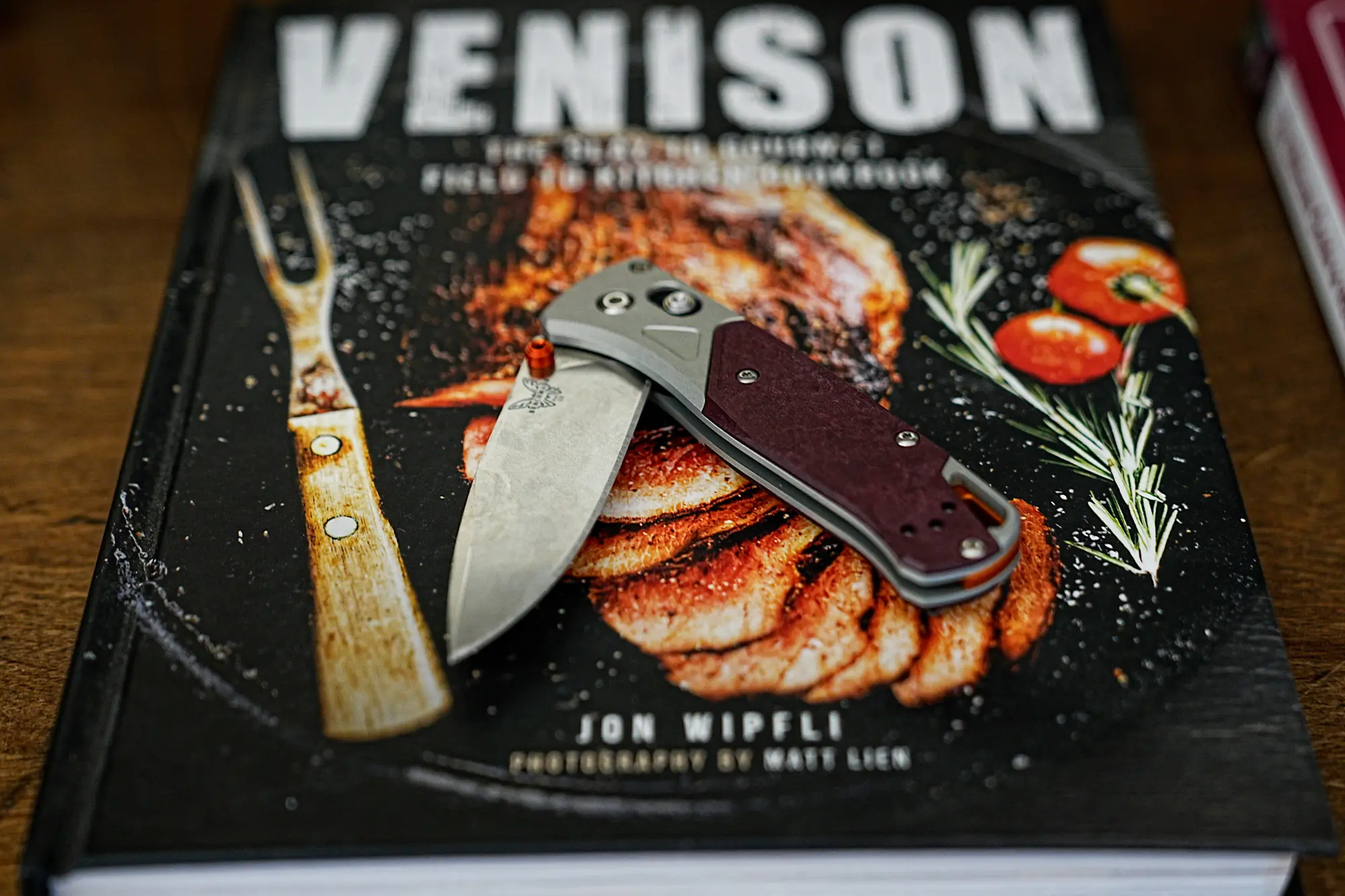 benchmade bugout 535-09 folded on cookbook
