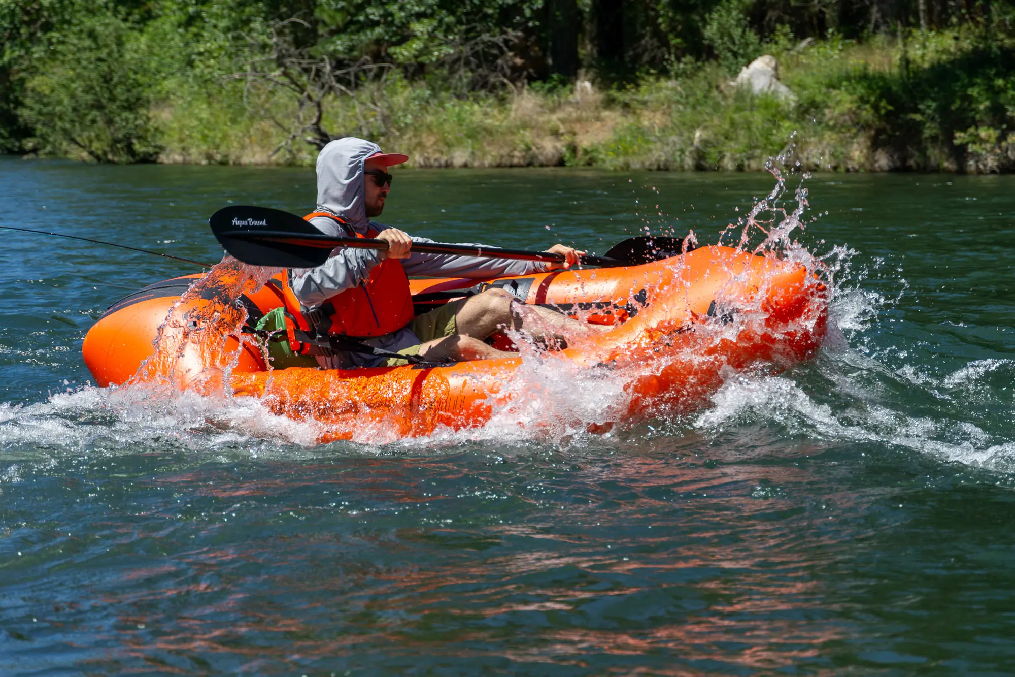 A paddler hits a splashy section on the Yakima River