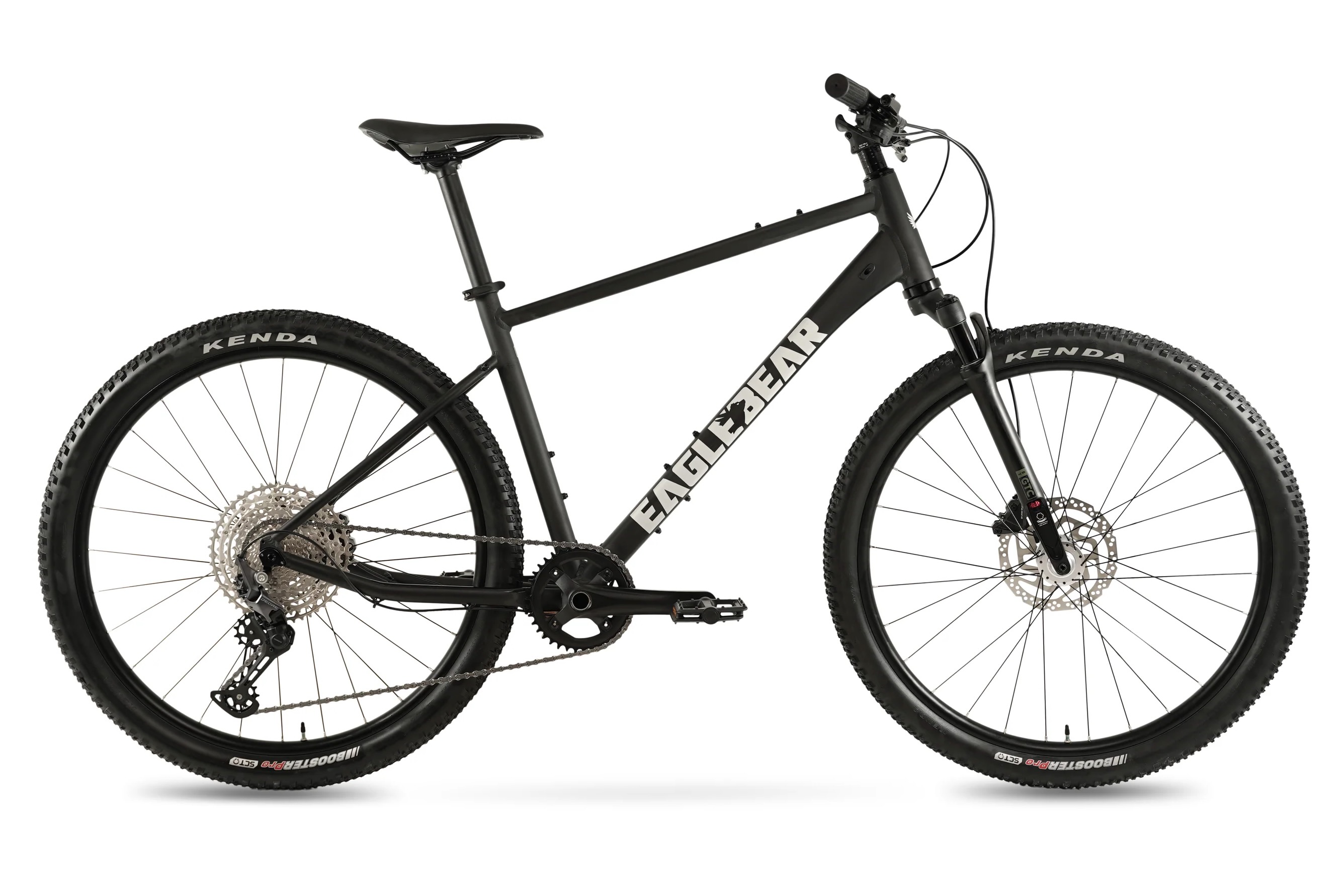 Stock image of the Eaglebear bike with the Trail wheels/tires and the Adventure fork