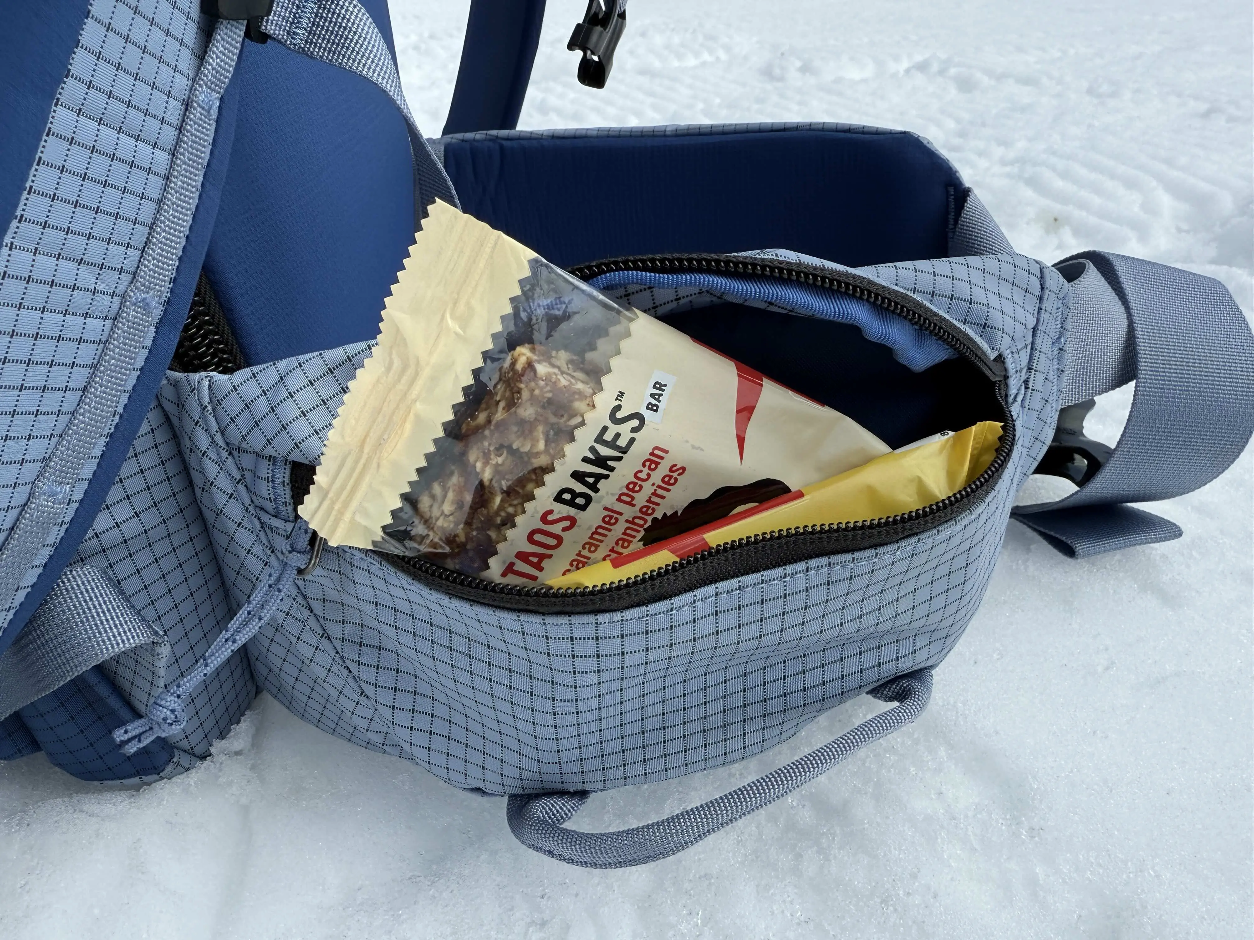 The roomy, dual hip belt pockets and dual wide carry loops are a huge plus on the Patagonia PowSlayer Pack; (photo/Morgan Tilton)