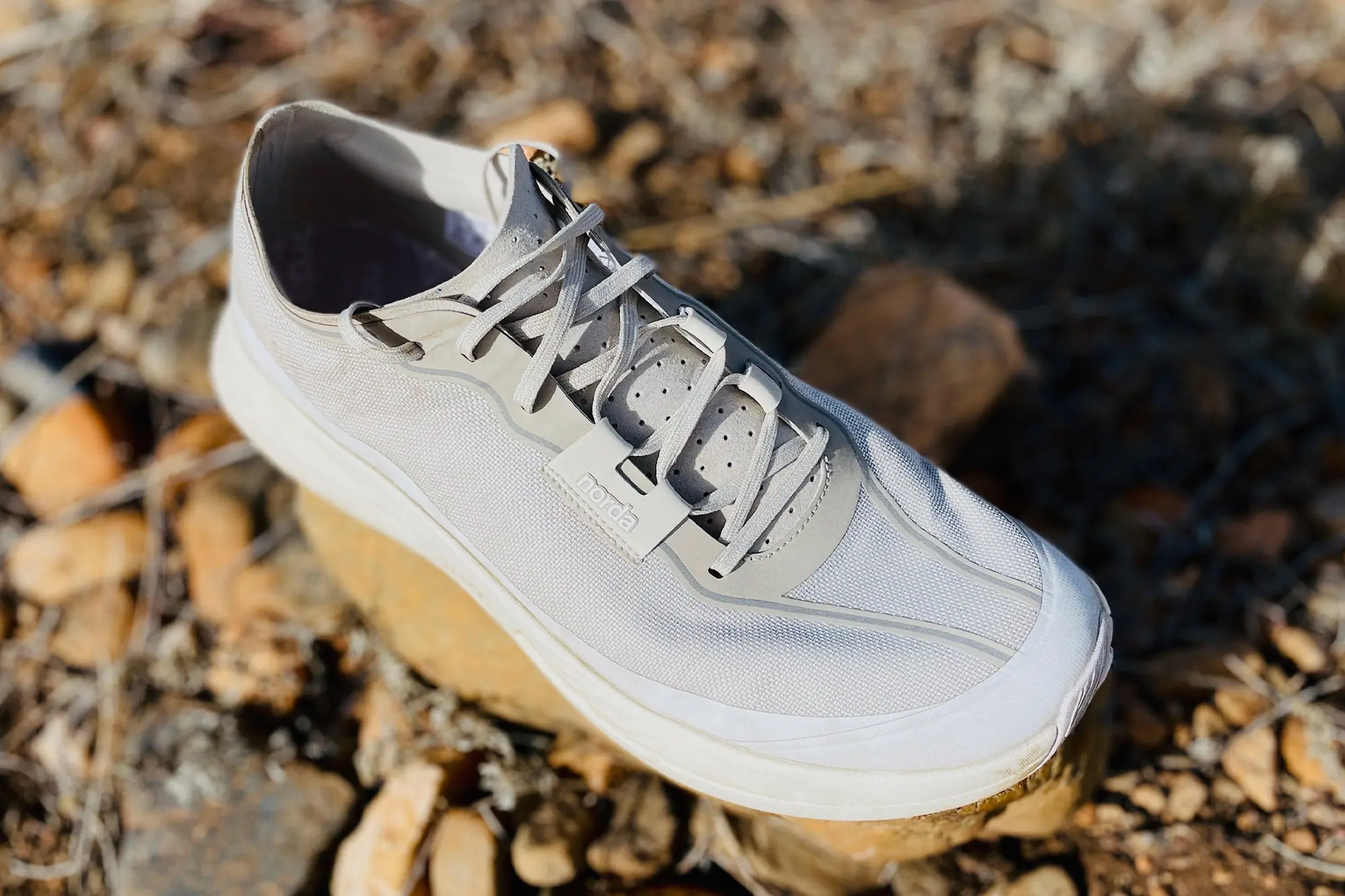 Norda 005 top view showing the lacing system and breathable mesh upper