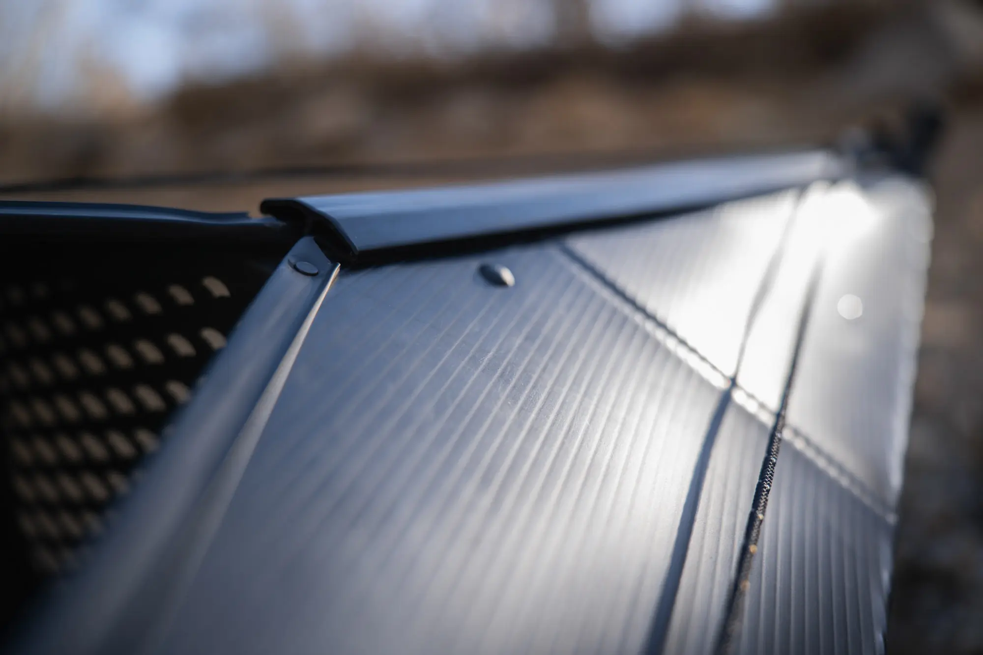 A detail shot of the zipper closure system that joins the Oru together