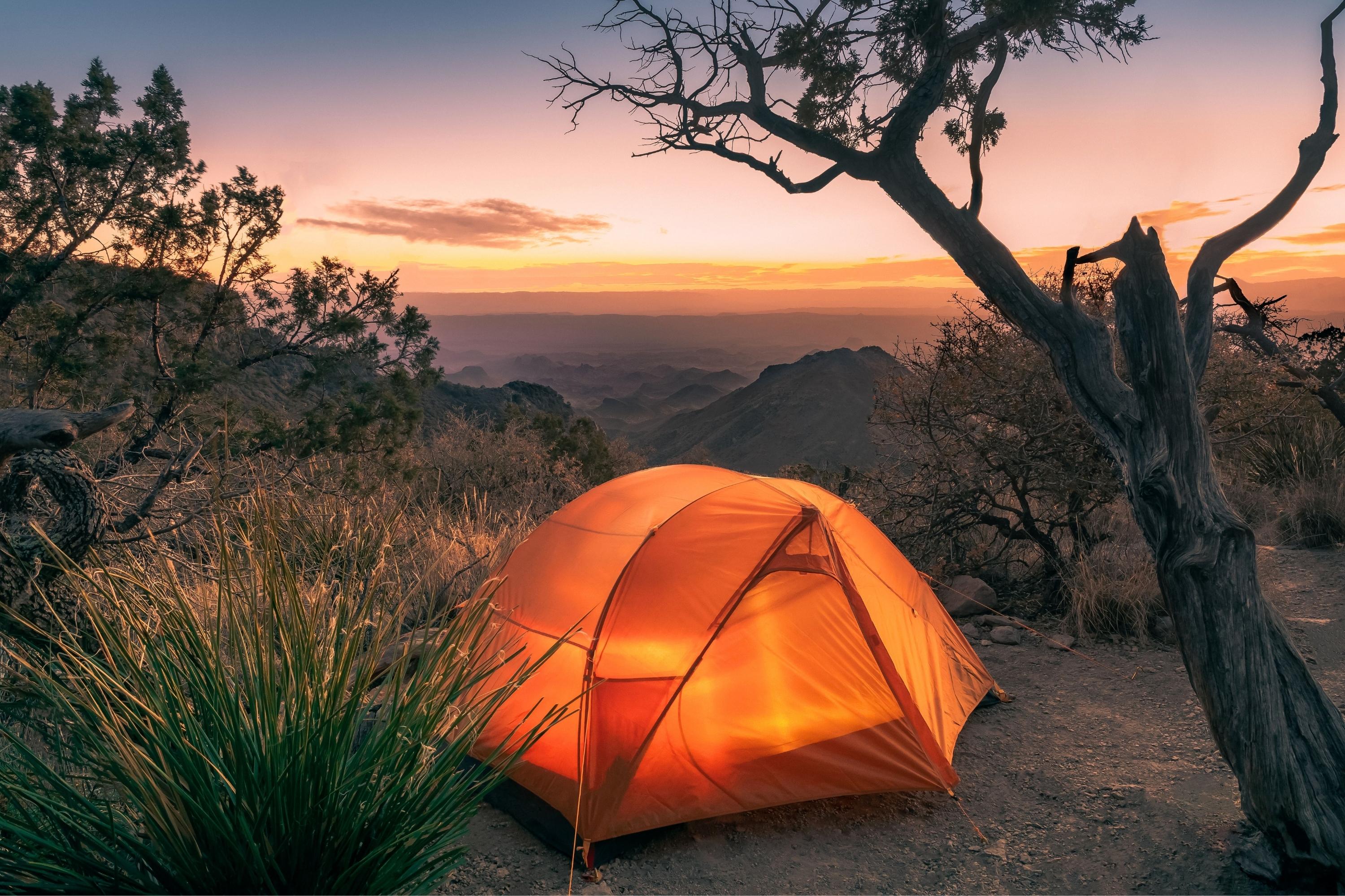 Tent camping in Texas