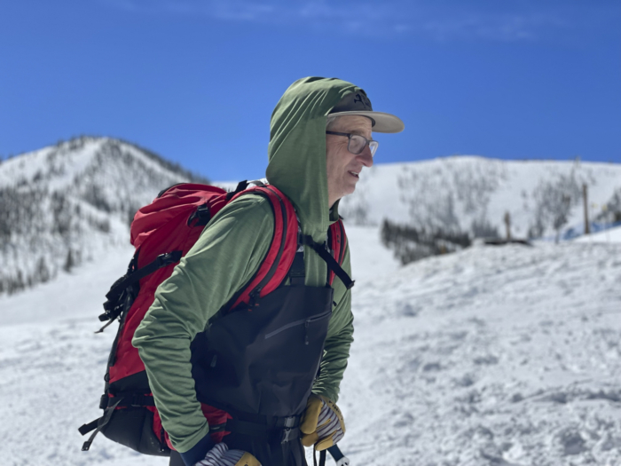 weaaring Patagonia cool daily hoody