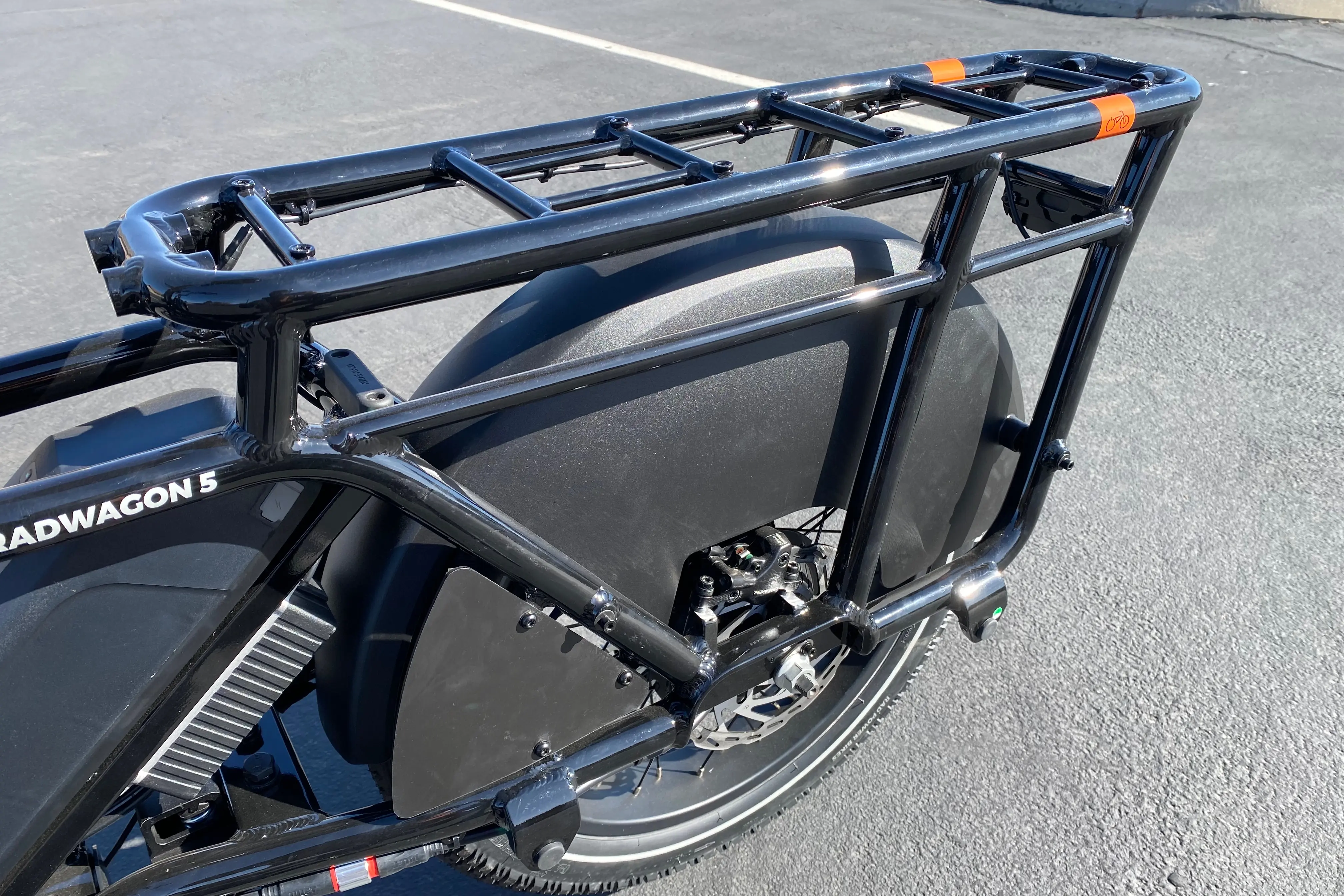 The integrated rear cargo rack on the RadWagon 5