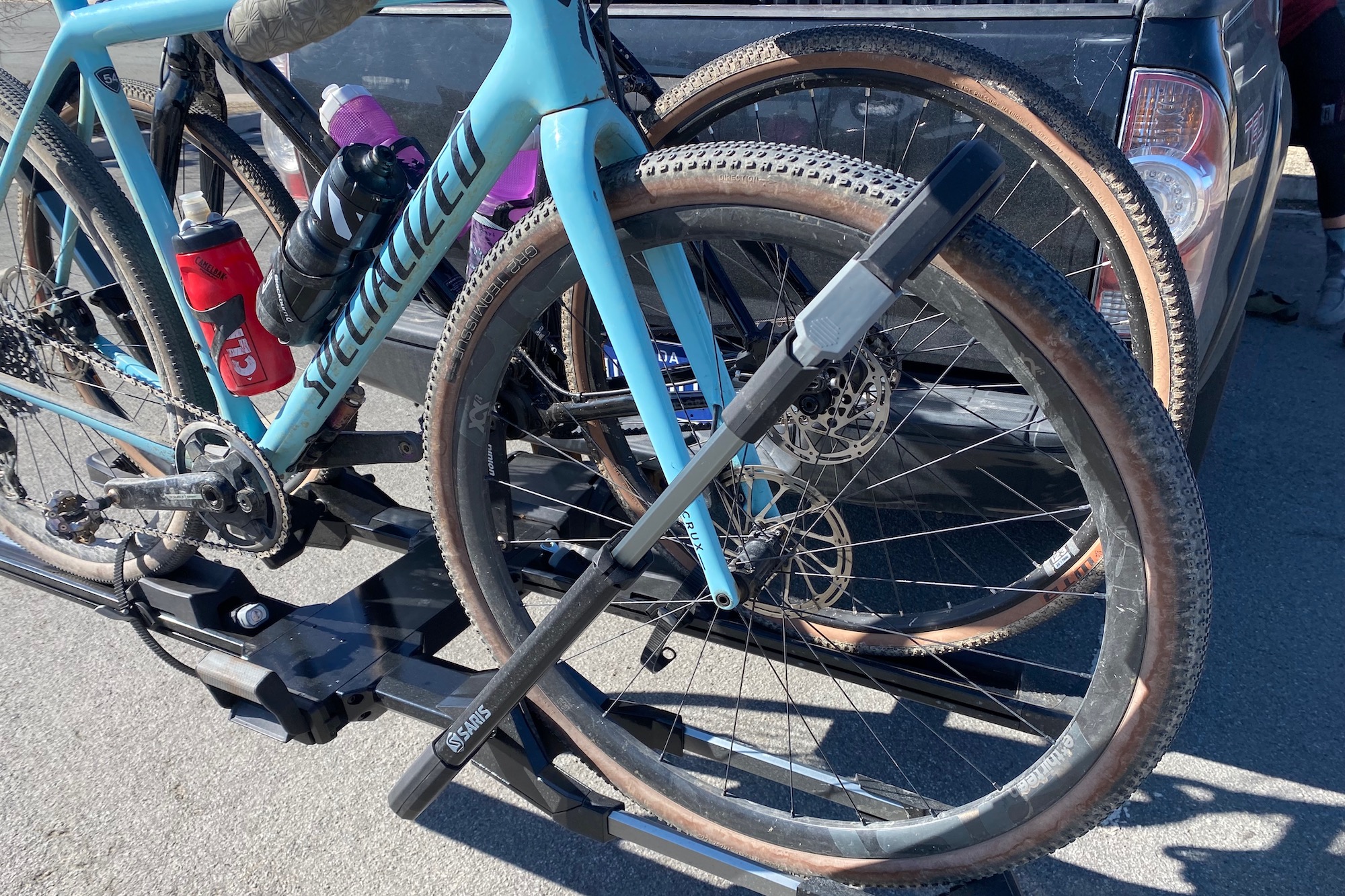 Testing the Edge rack with two gravel bikes loaded