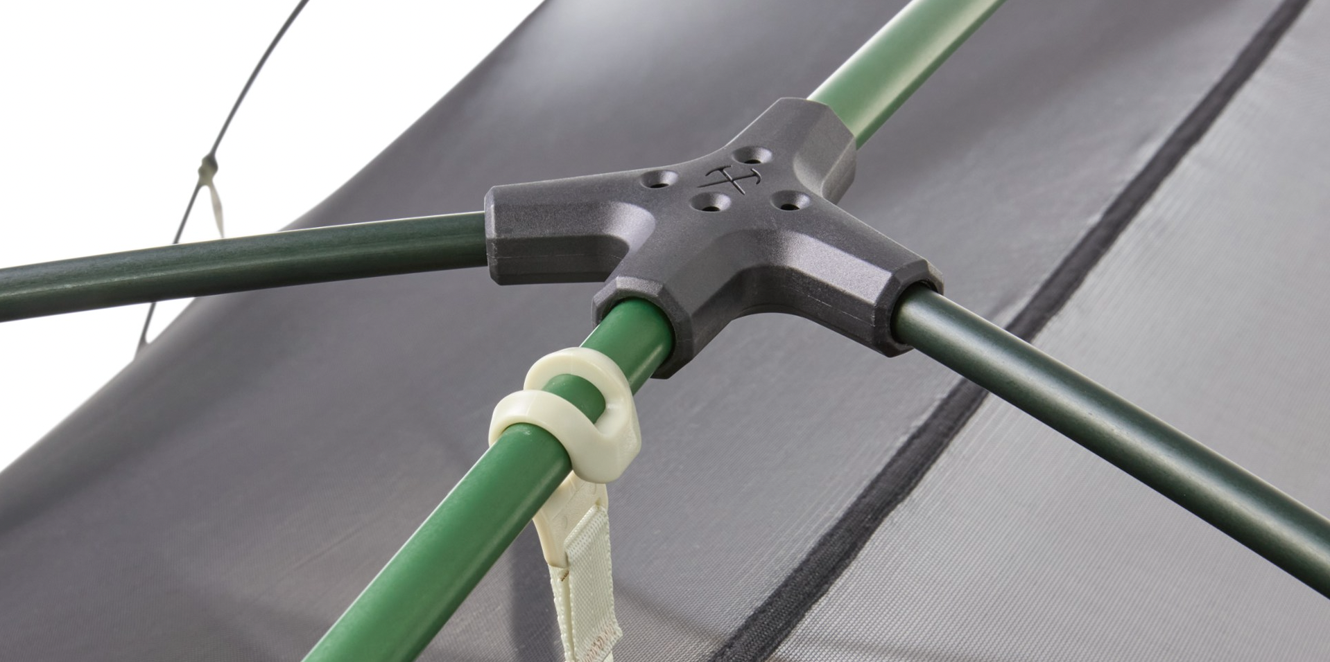 Hub, or pole connection, on tent