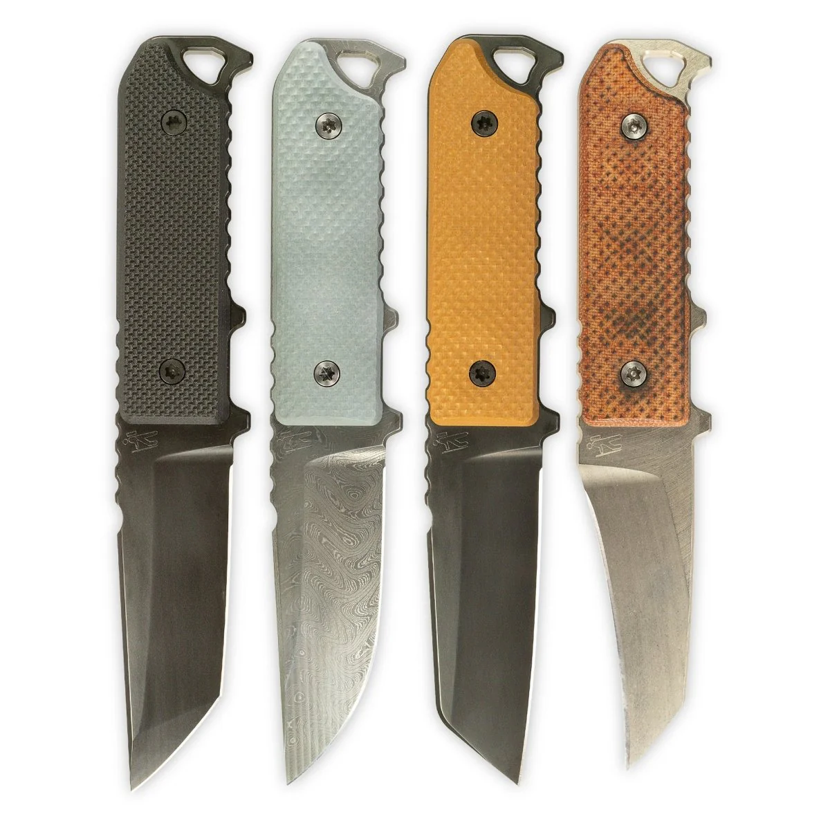 Dauntless Manufacturing Hiker knives in different handle colors
