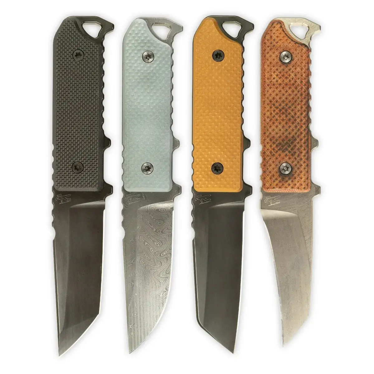 Dauntless Manufacturing Hiker knives in different handle colors