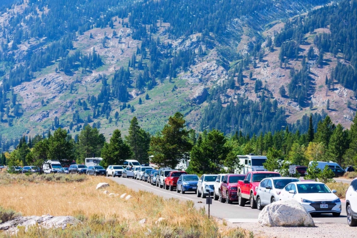 Cars,Of,National,Park,Visitors,Parked,Bumper,To,Bumper,Along