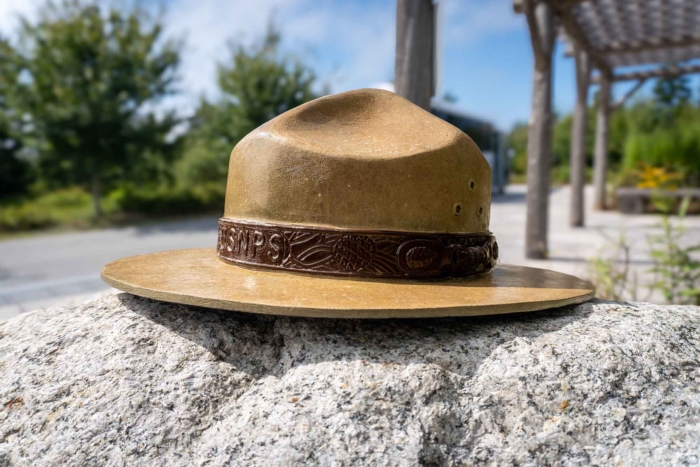 Iconic,National,Park,Service,Ranger,Hat,On,A,Rock.