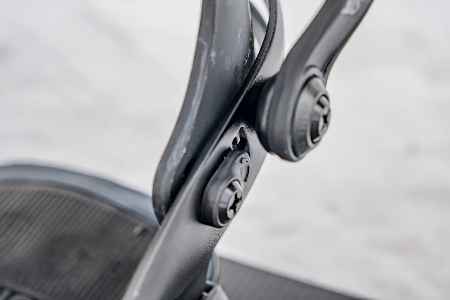 Close-up of the Rome Katana Pro snowboard binding highback adjustment mechanism