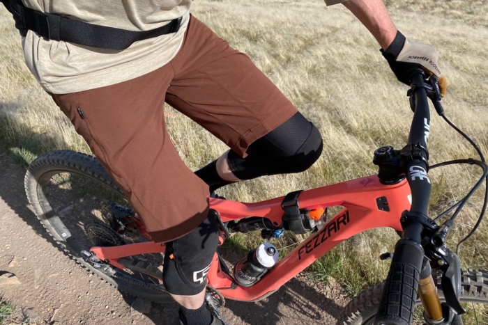 Riding in the Sun Dog shorts while testing