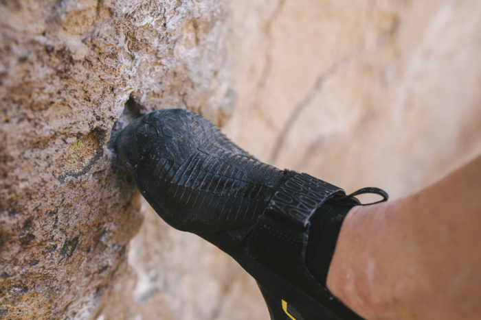 La Sportiva Ondra Comp Climbing Shoes being tested