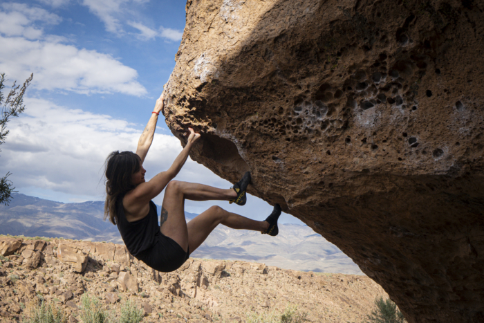 La Sportiva Ondra Comp Climbing Shoes being tested