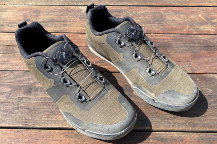 The textile uppers of the Giro Tracker flat pedal shoes