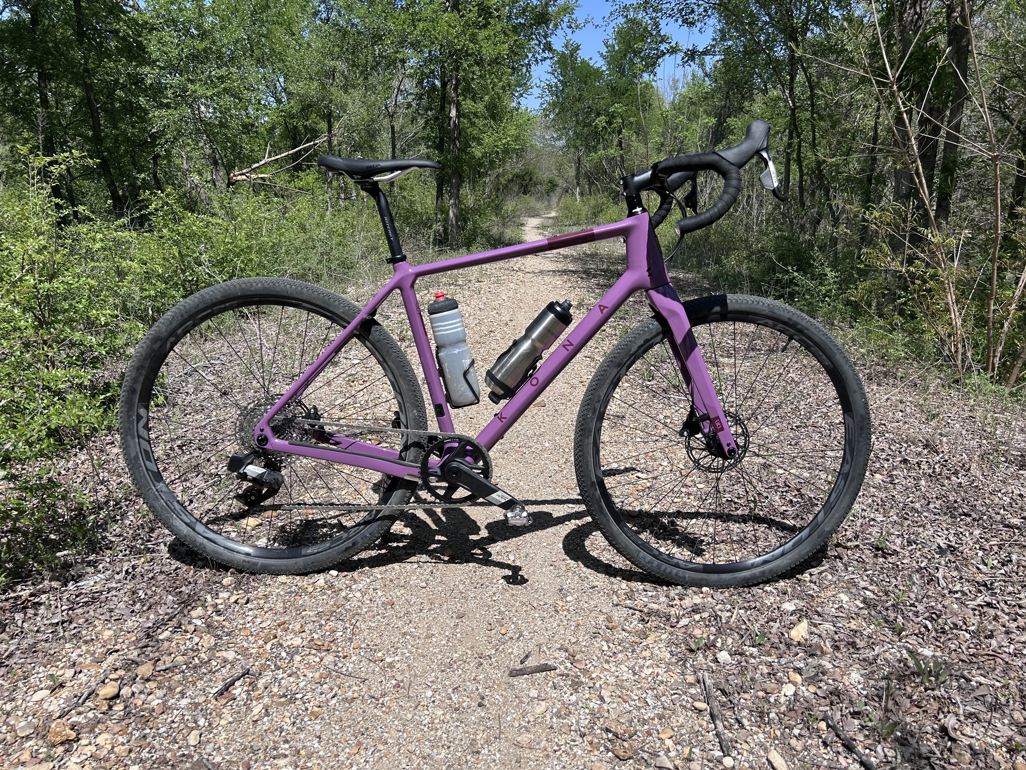 Kona Libre CR with two large water bottles t oshow the size of the triangle.