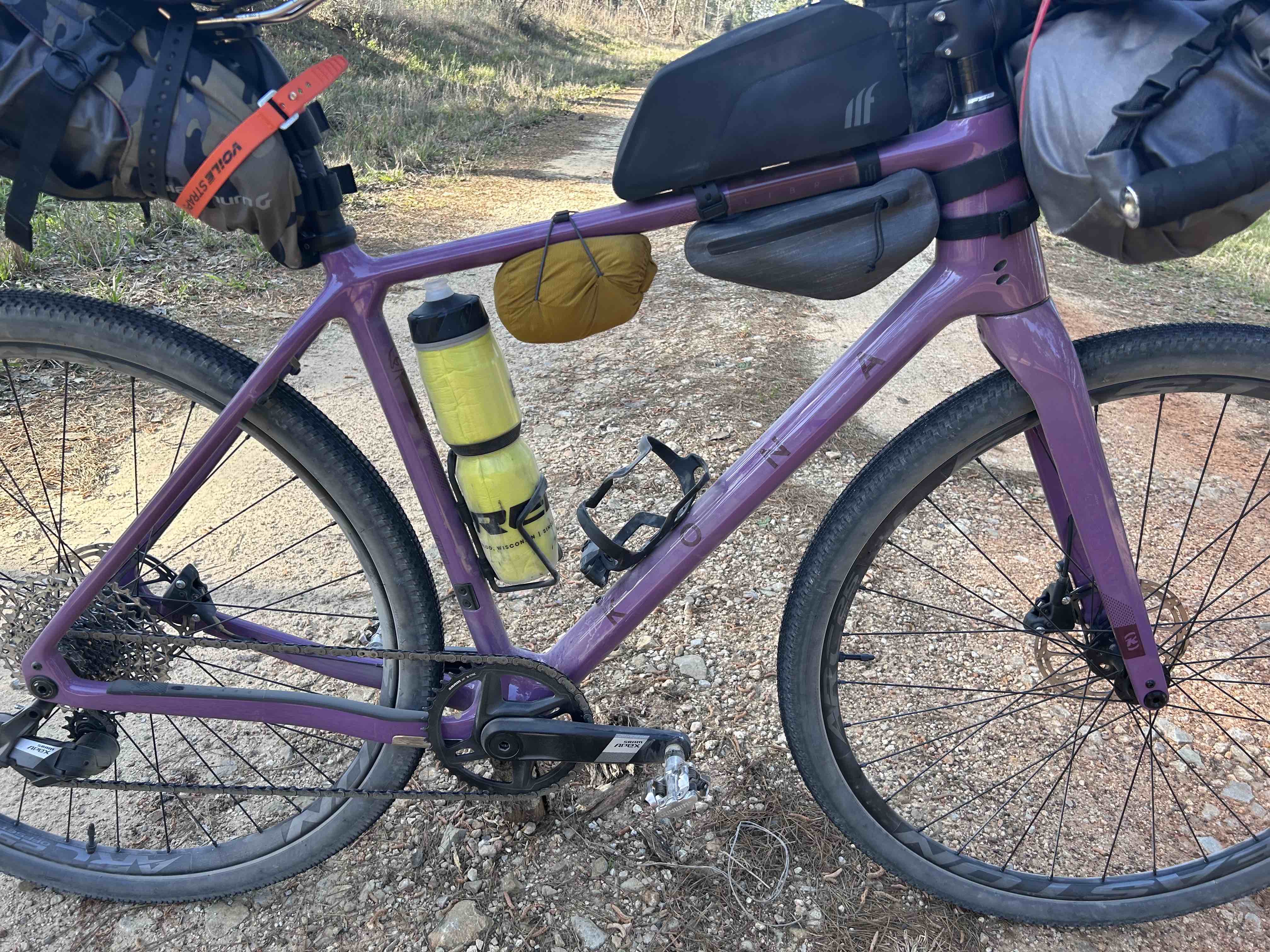 Image of Kona Libre CR loaded down with bikepacking gear.