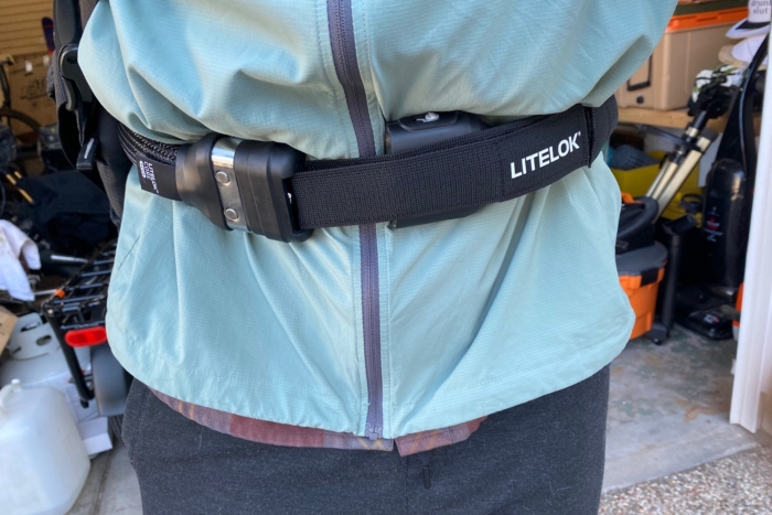 Wearing the Litelok Core Plus around the waist while testing