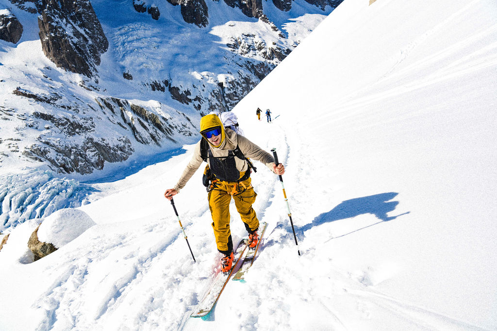 man wearing Mountain Hardwear on snowy mountain
