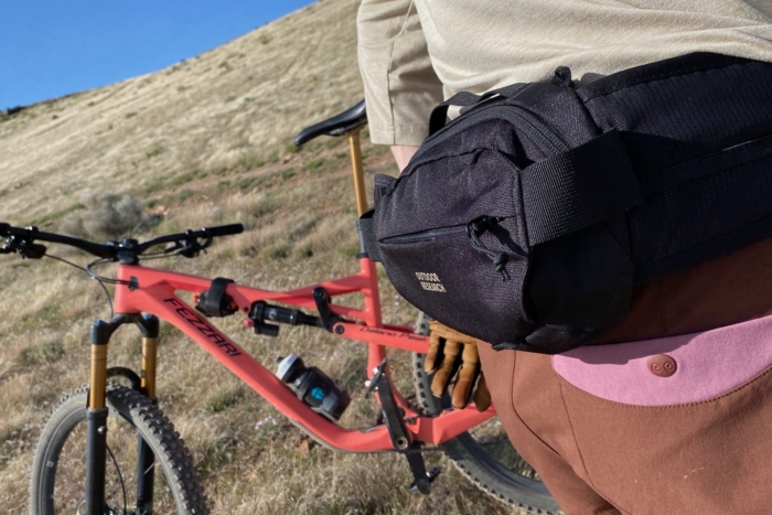 Wearing the Freewheel 2.5 L hip pack while testing