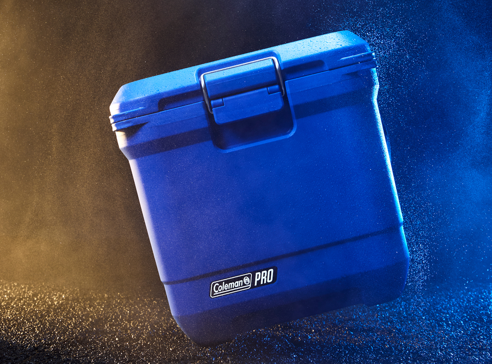 Blue cooler in mist
