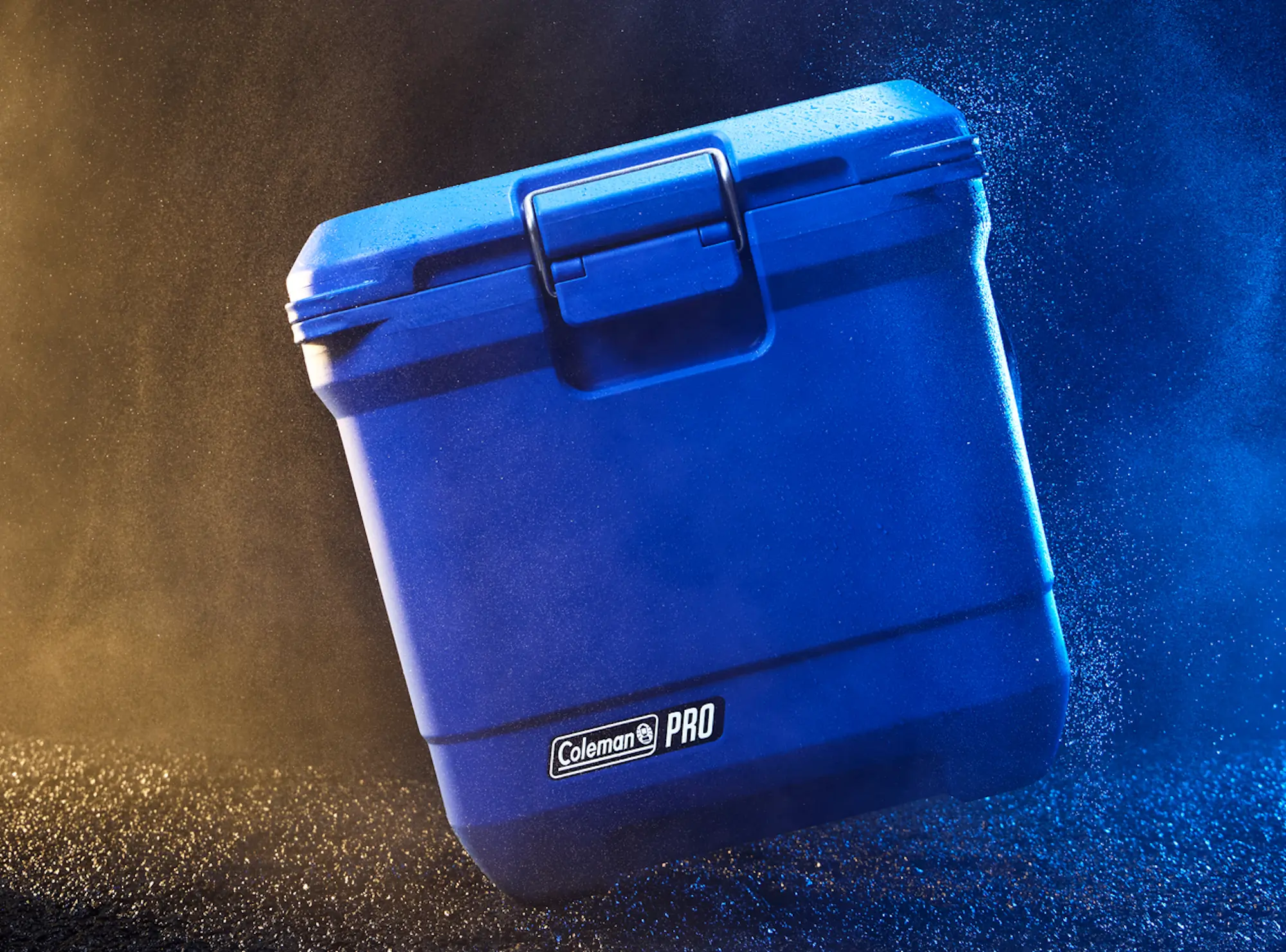 Blue cooler in mist