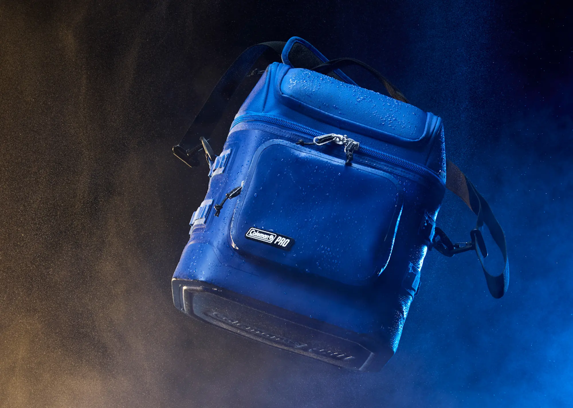 Blue soft cooler in mist