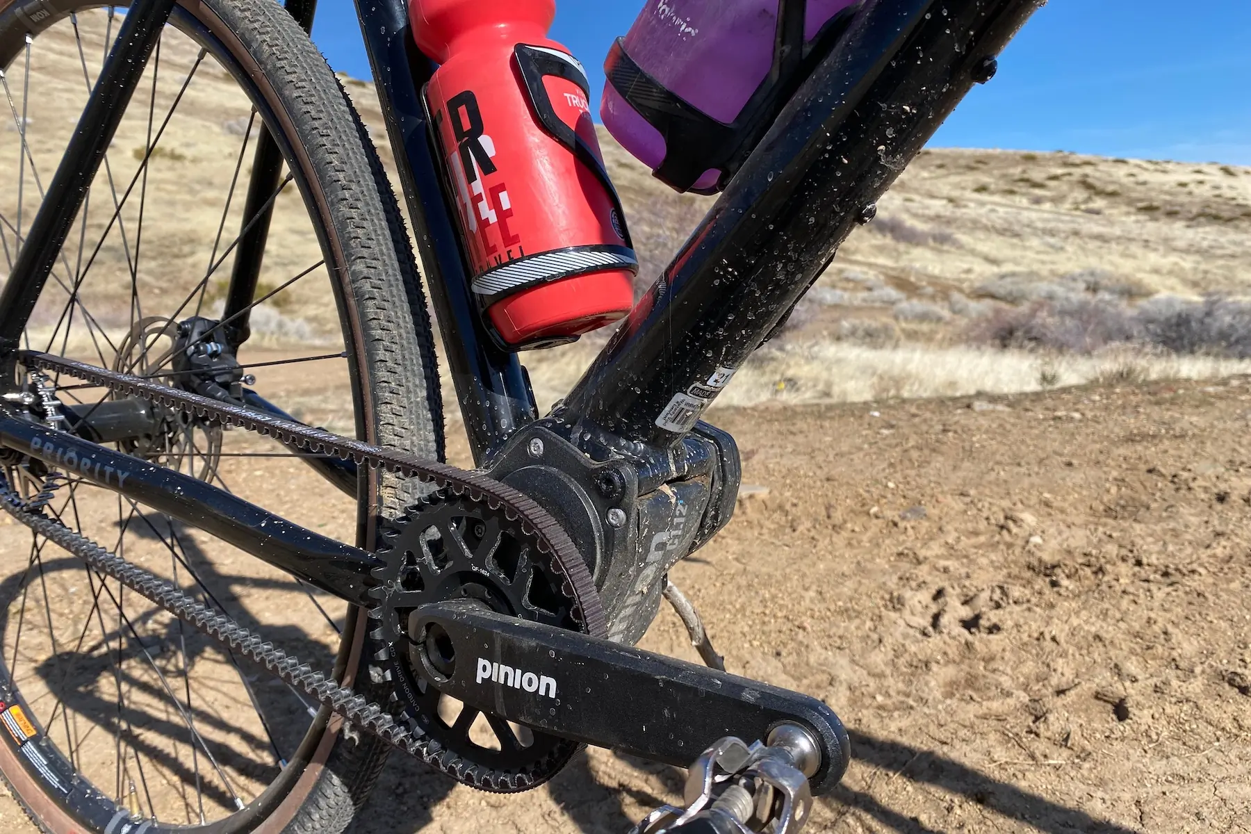 The mounting area for the gearbox on the Priority gemini gravel bike