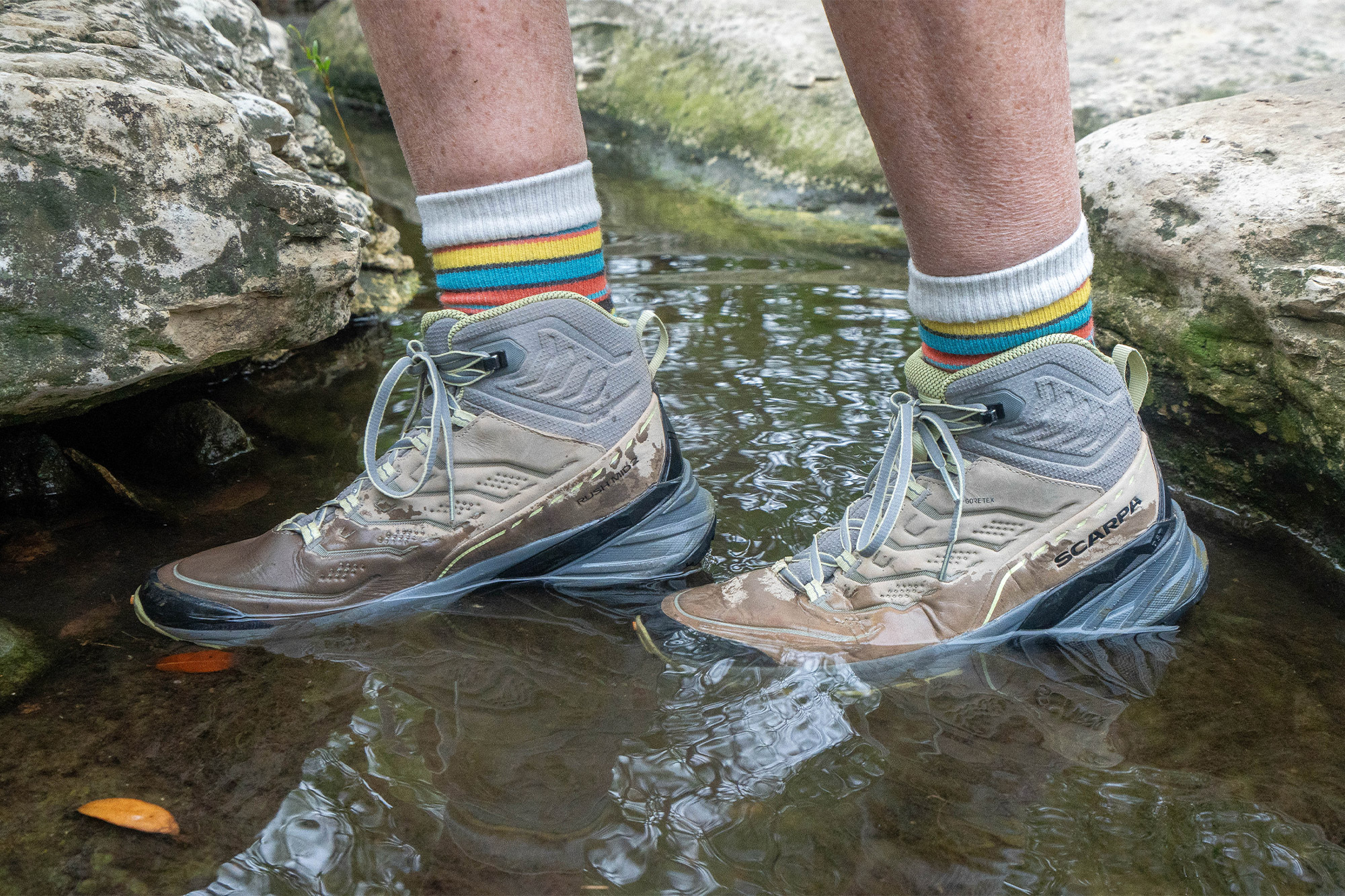 SCARPA Rush 2 Pro Mid GTX standing in shallow water