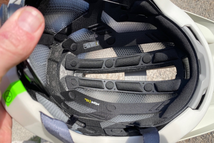 Looking inside the Forefront 3 at the MIPS Air Node liner and the Koroyd material