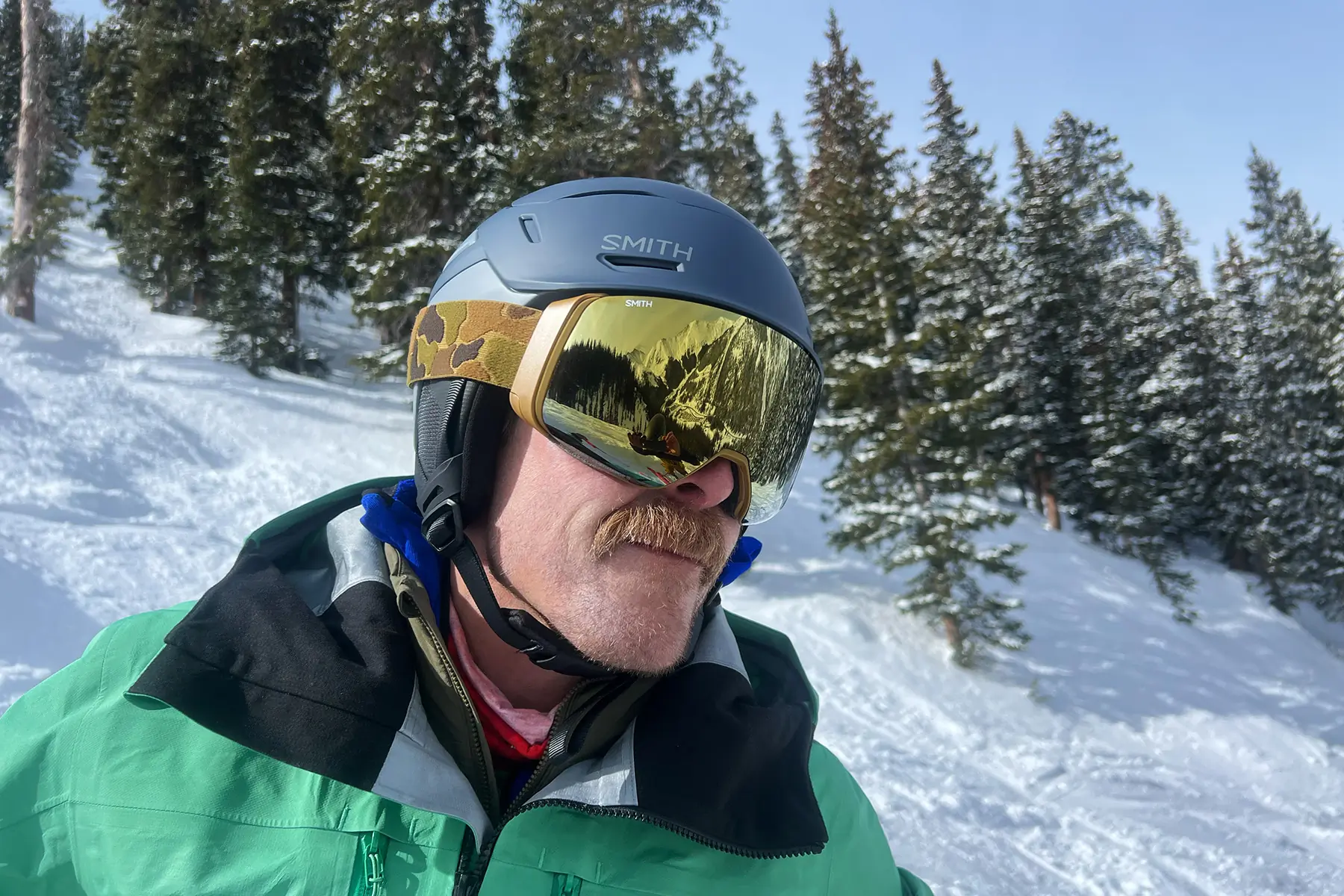 Sean McCoy testing ski goggles