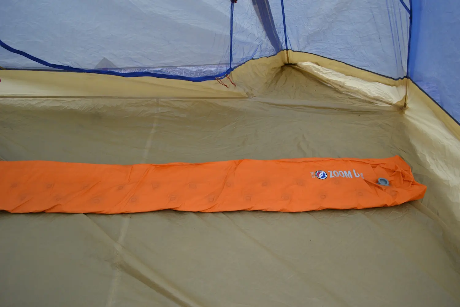 inflated Big Agnes Zoom UL sleeping pad lying inside a tent