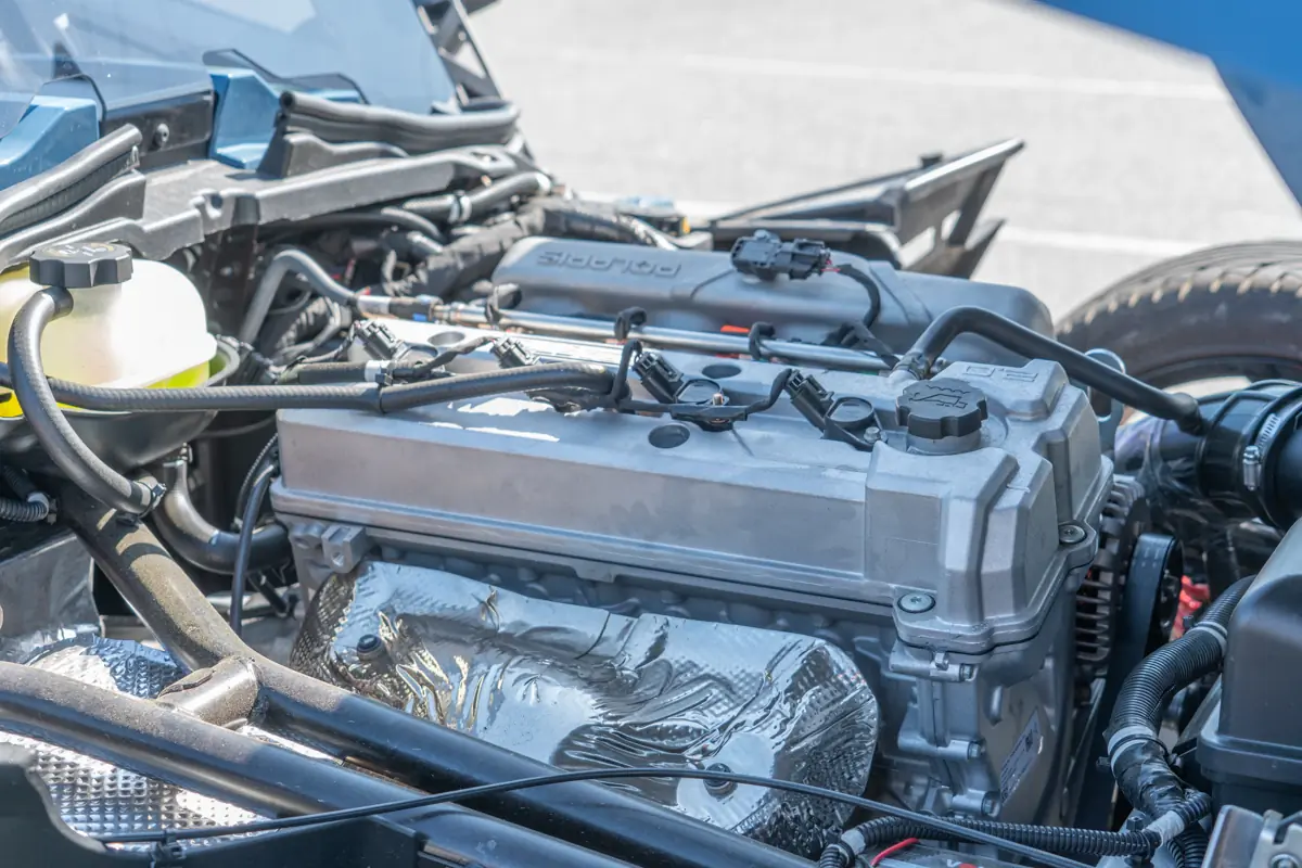 Polaris Slingshot R engine bay showing the ProStar 2.0L engine and surrounding components